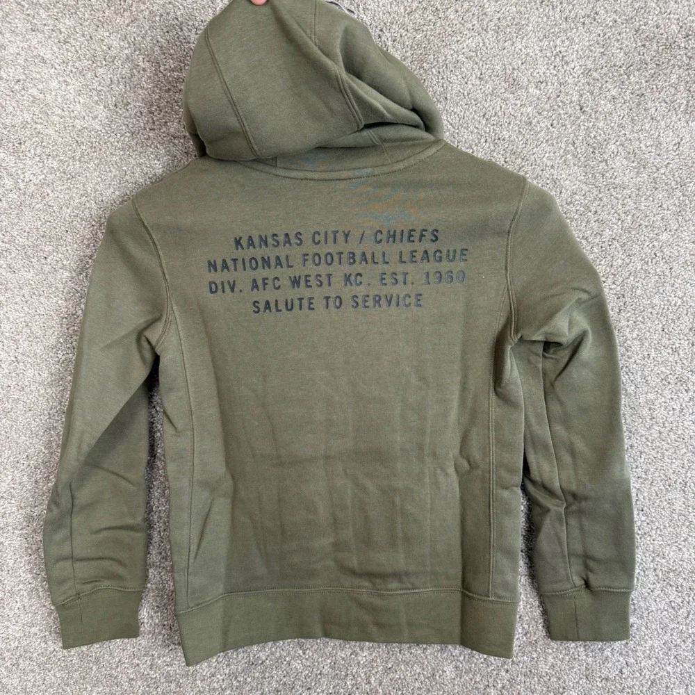 Nike Kansas City Chiefs Salute to Service Hoodie Olive Green Youth Small 8 NEW
